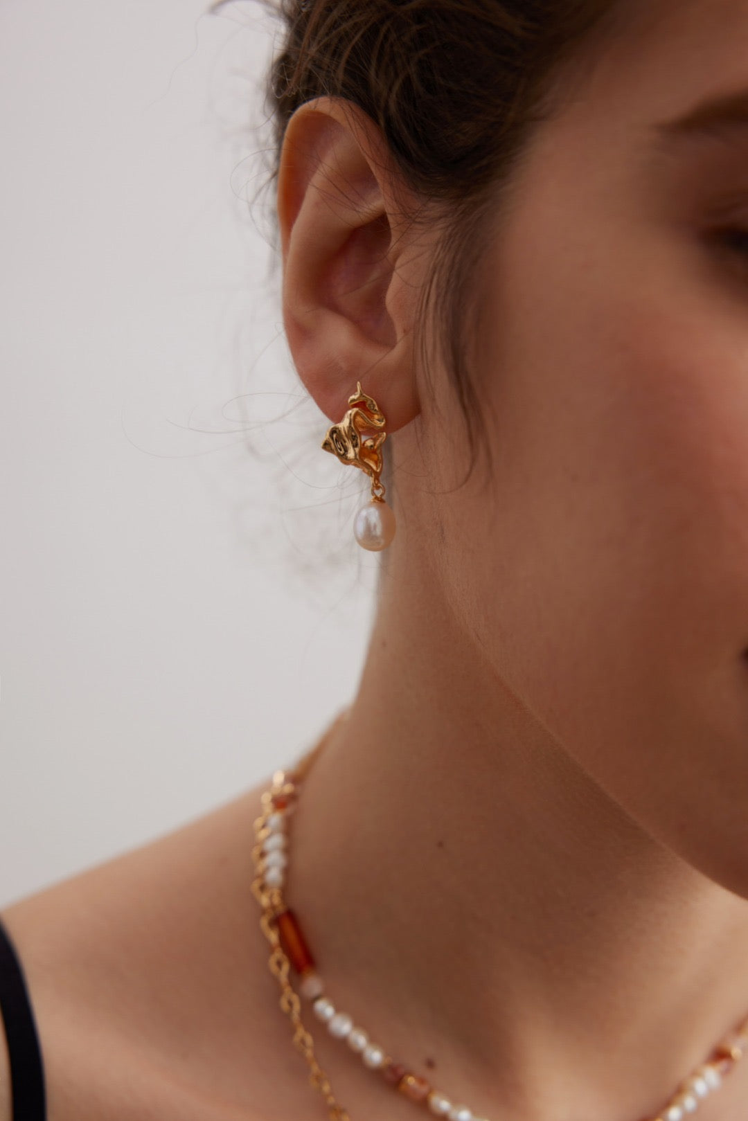 Boucles d'oreilles Feuilles chiffonnées perles