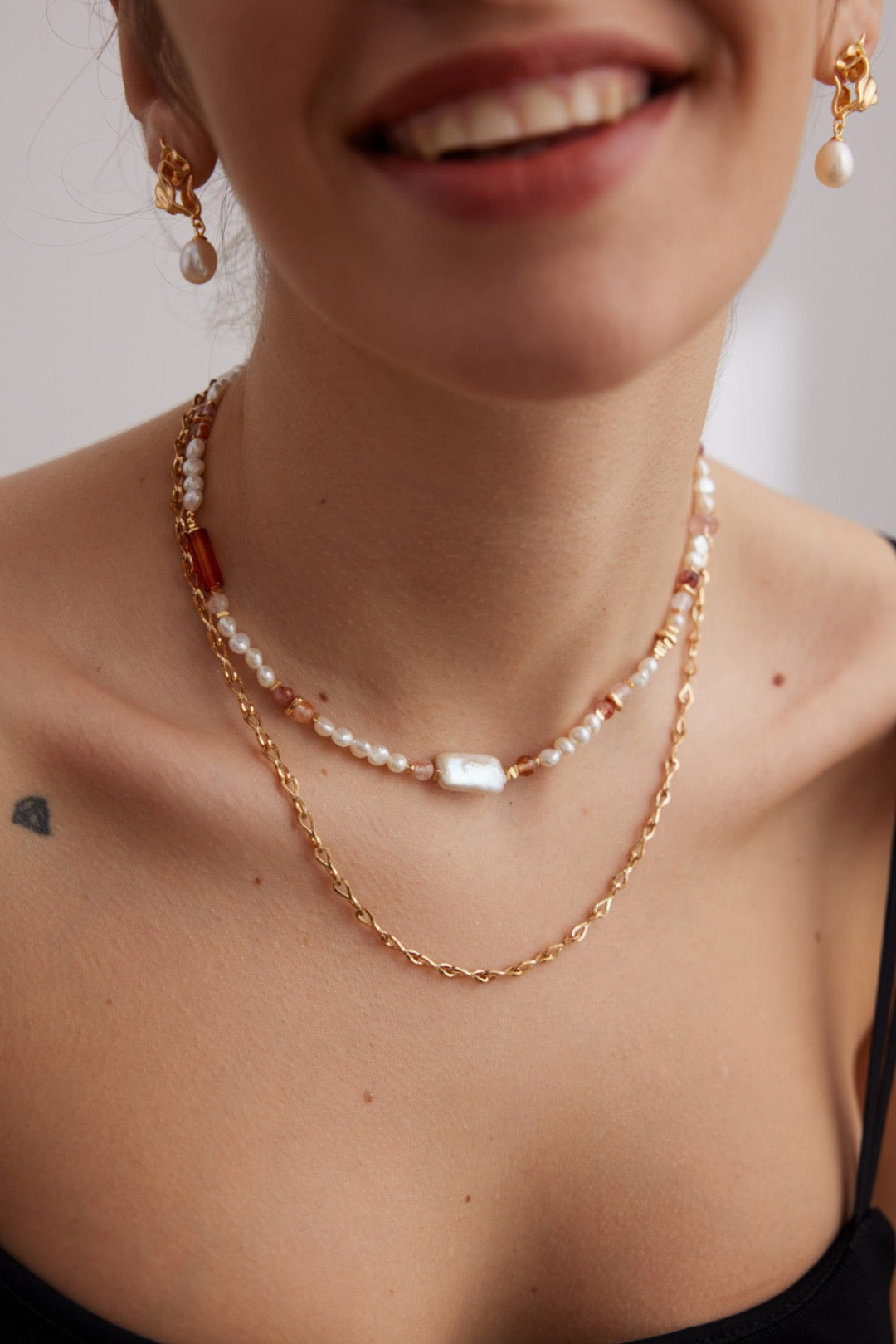 Collana bohémien rosa