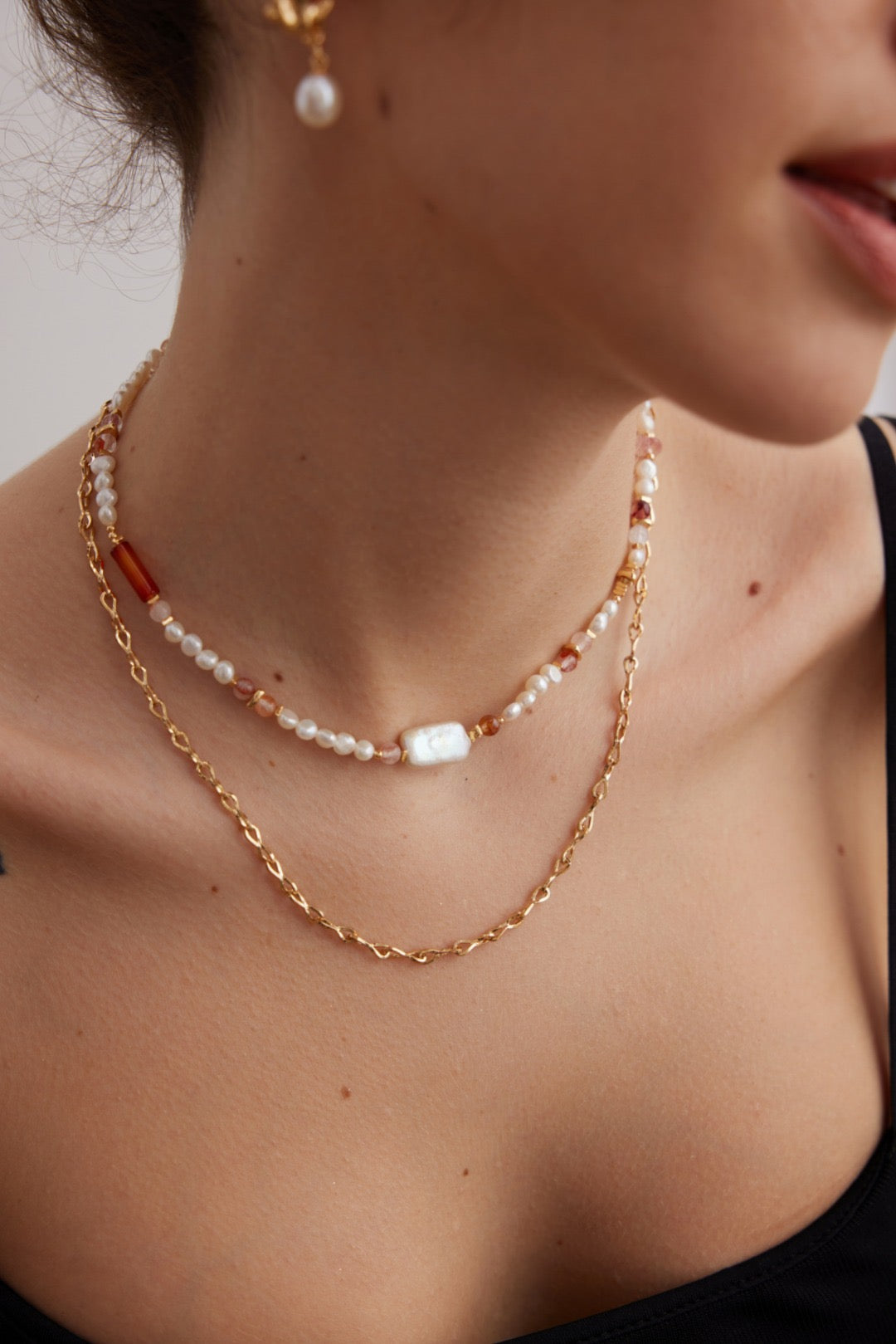 Collana bohémien rosa
