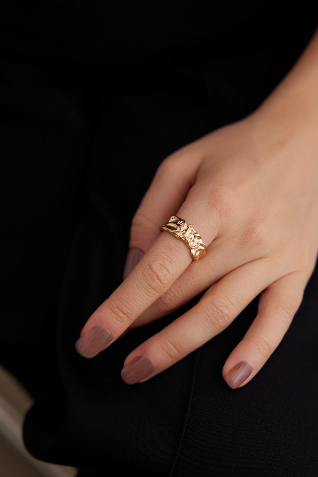 Crumpled Leaves Ring