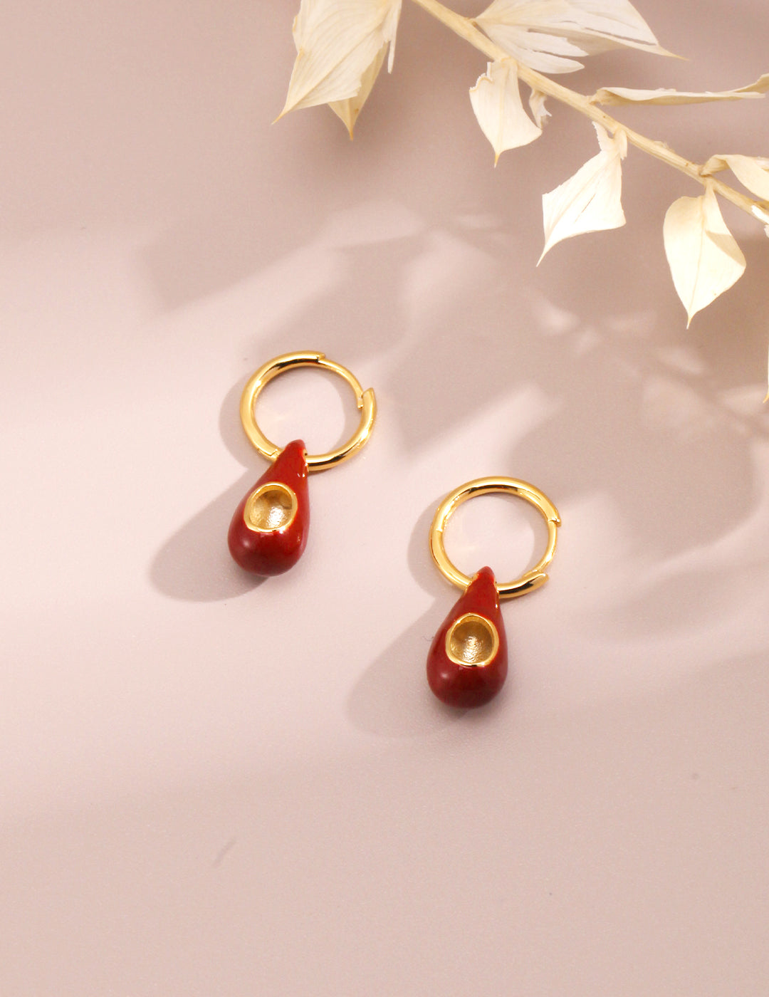 Boucles d'oreilles Gouttes rouges