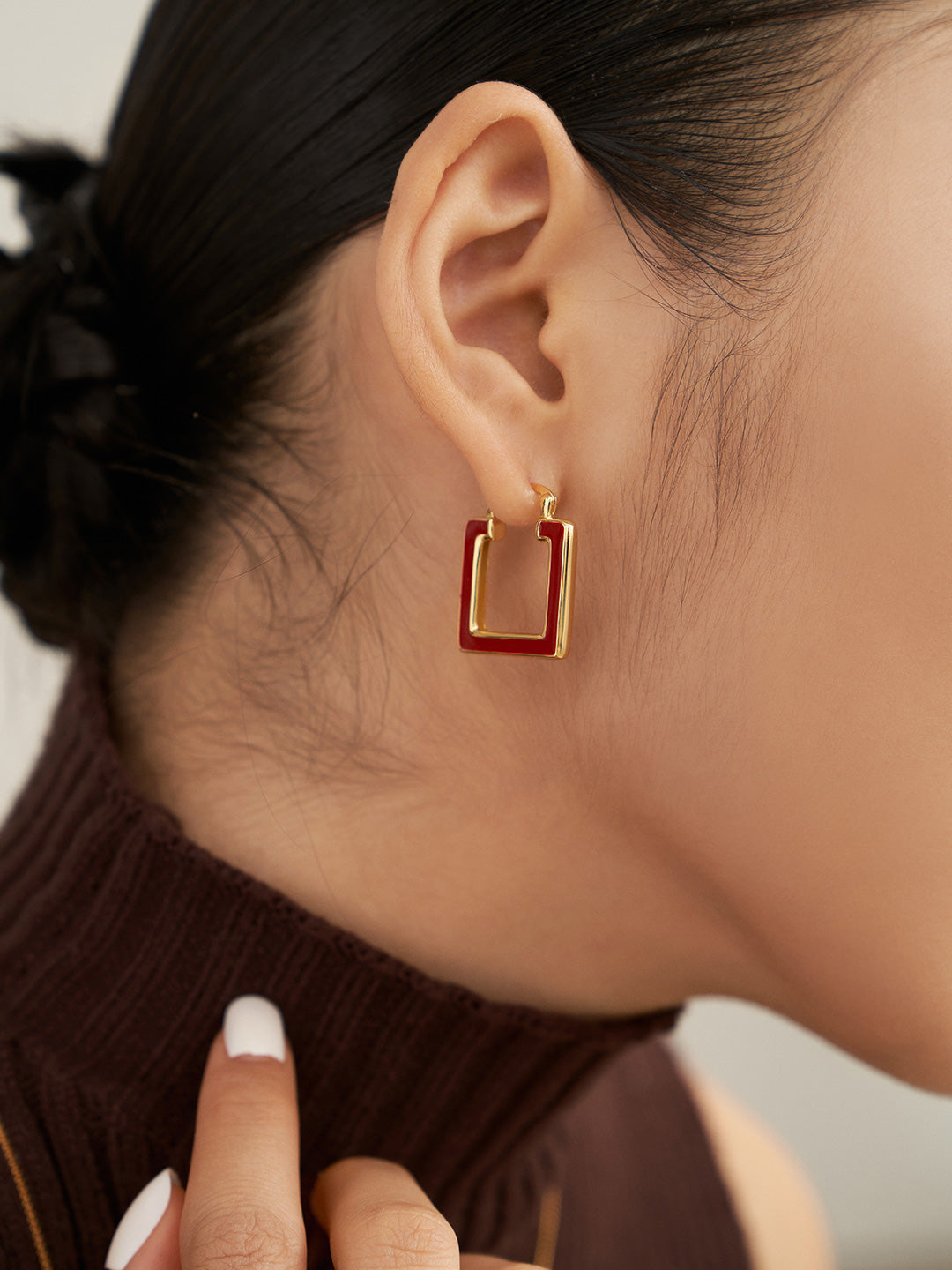 Boucles d'oreilles Yun Argent 925 / émail en goutte