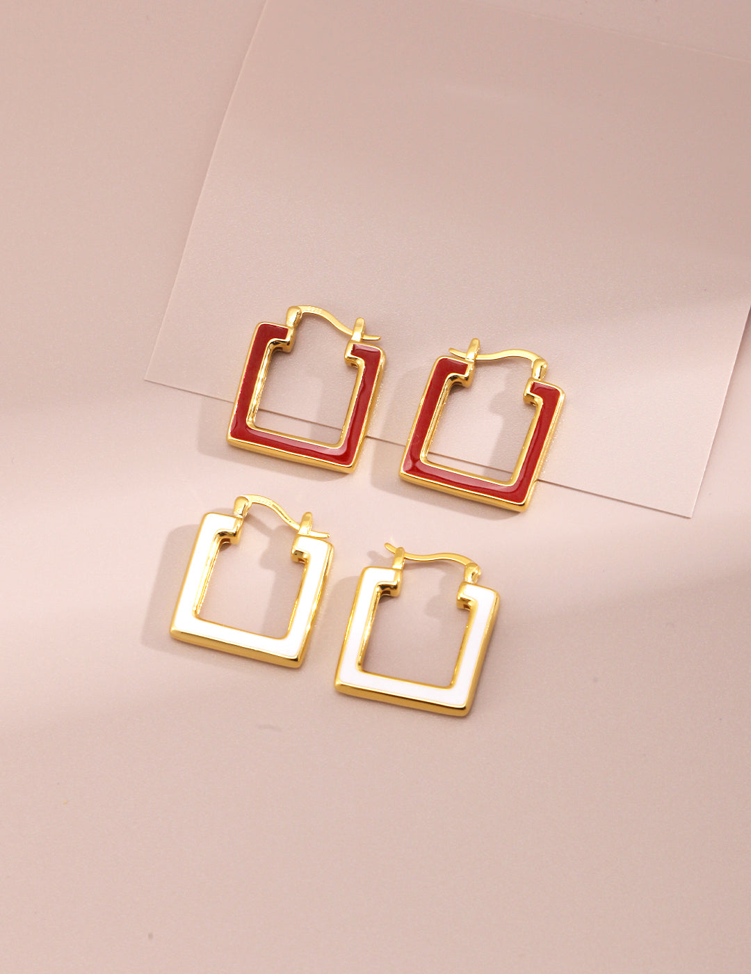 Boucles d'oreilles Yun Argent 925 / émail en goutte