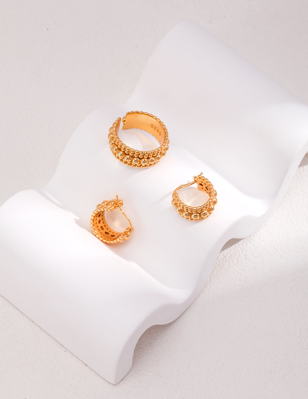 Bague d'argent pur Multiperla Dorée