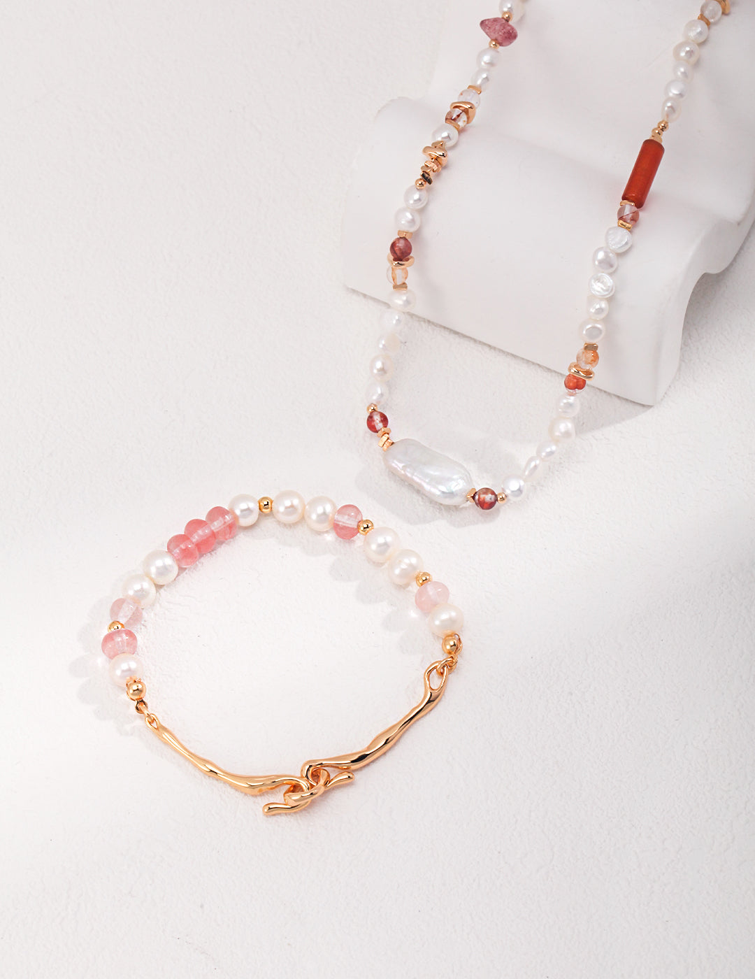 Collana bohémien rosa