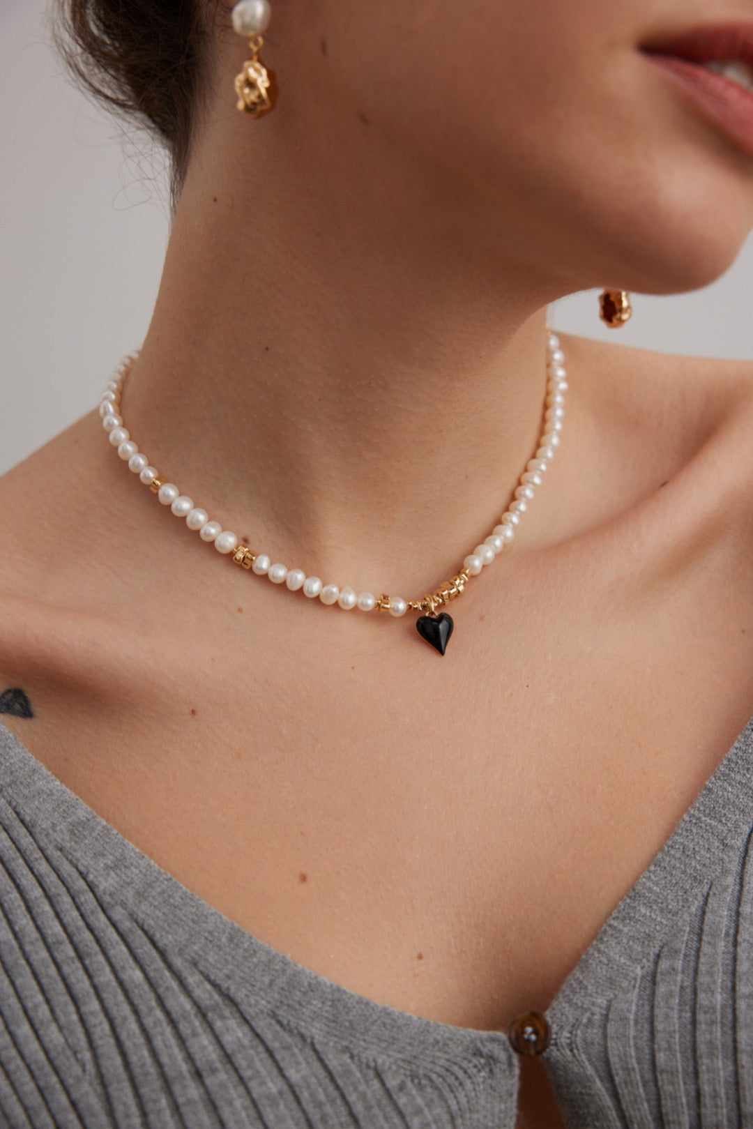 Collier Pearl Heart