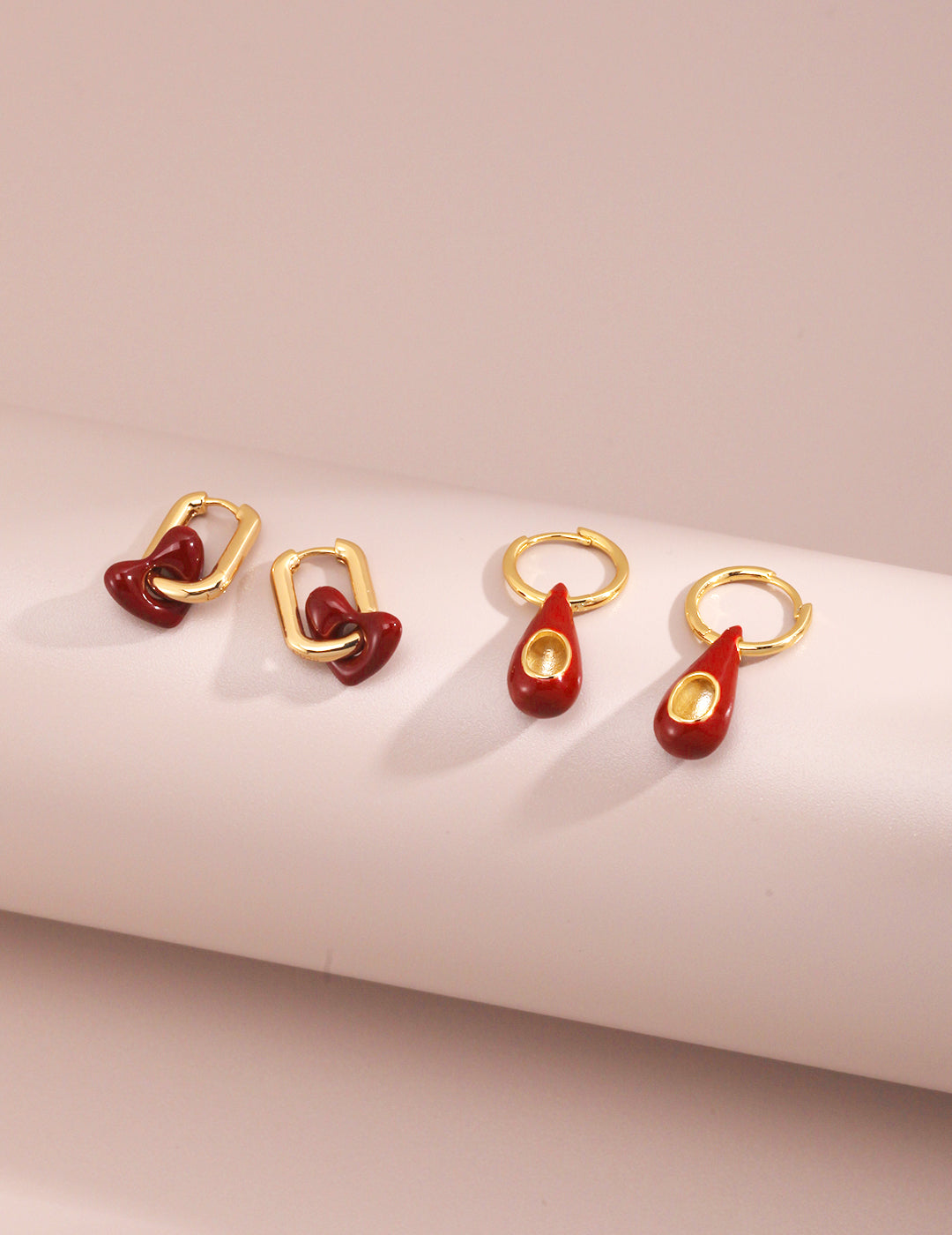 Boucles d'oreilles Gouttes rouges